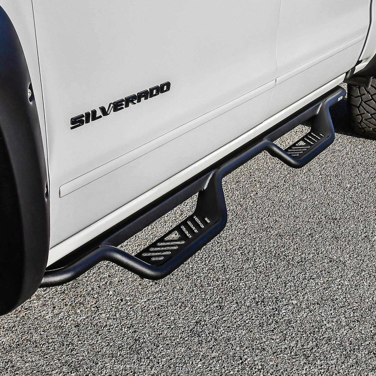 Chevrolet Silverado & GMC Sierra 2014-2019, Westin Outlaw Drop Nerf Step Bars, Crew Cab, Textured Black, view 6