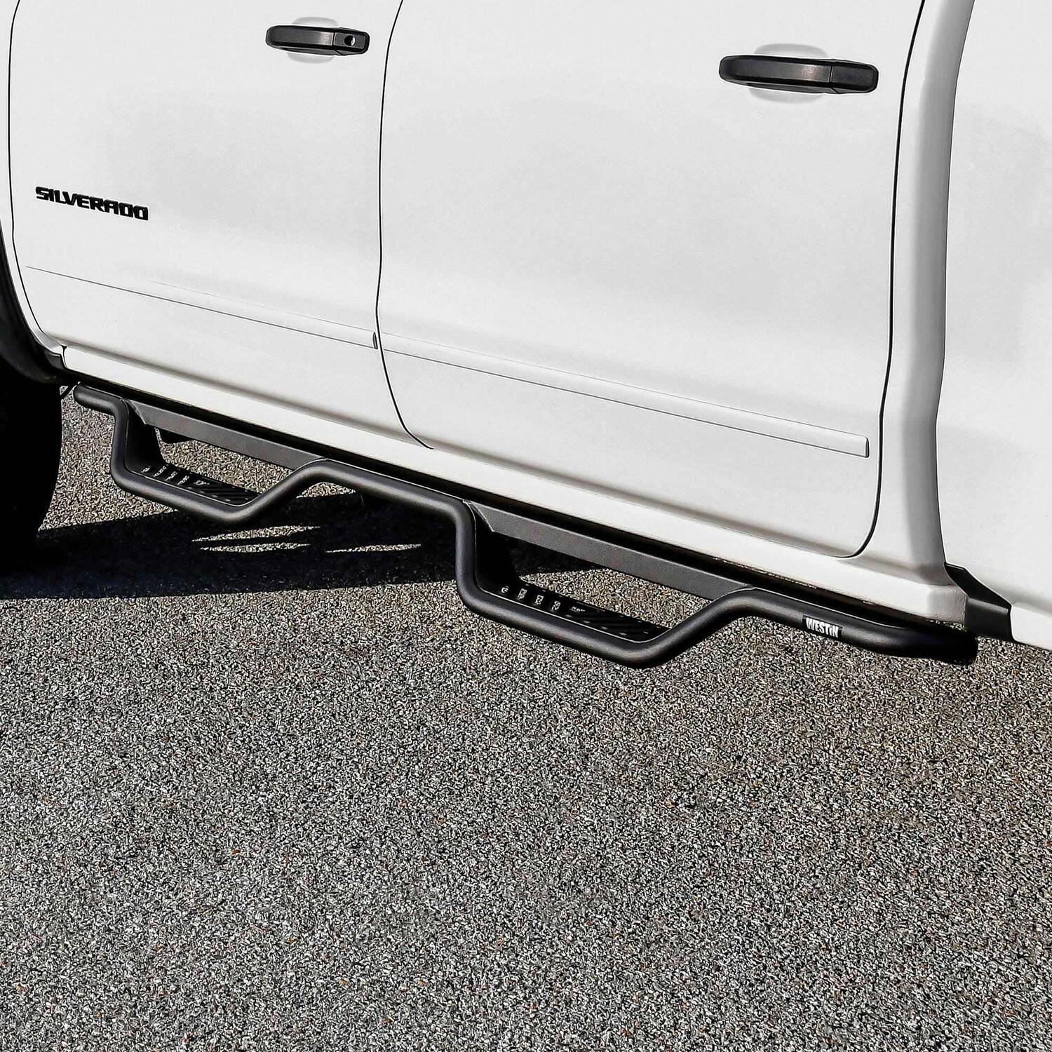 Chevrolet Silverado & GMC Sierra 2014-2019, Westin Outlaw Drop Nerf Step Bars, Crew Cab, Textured Black, view 8
