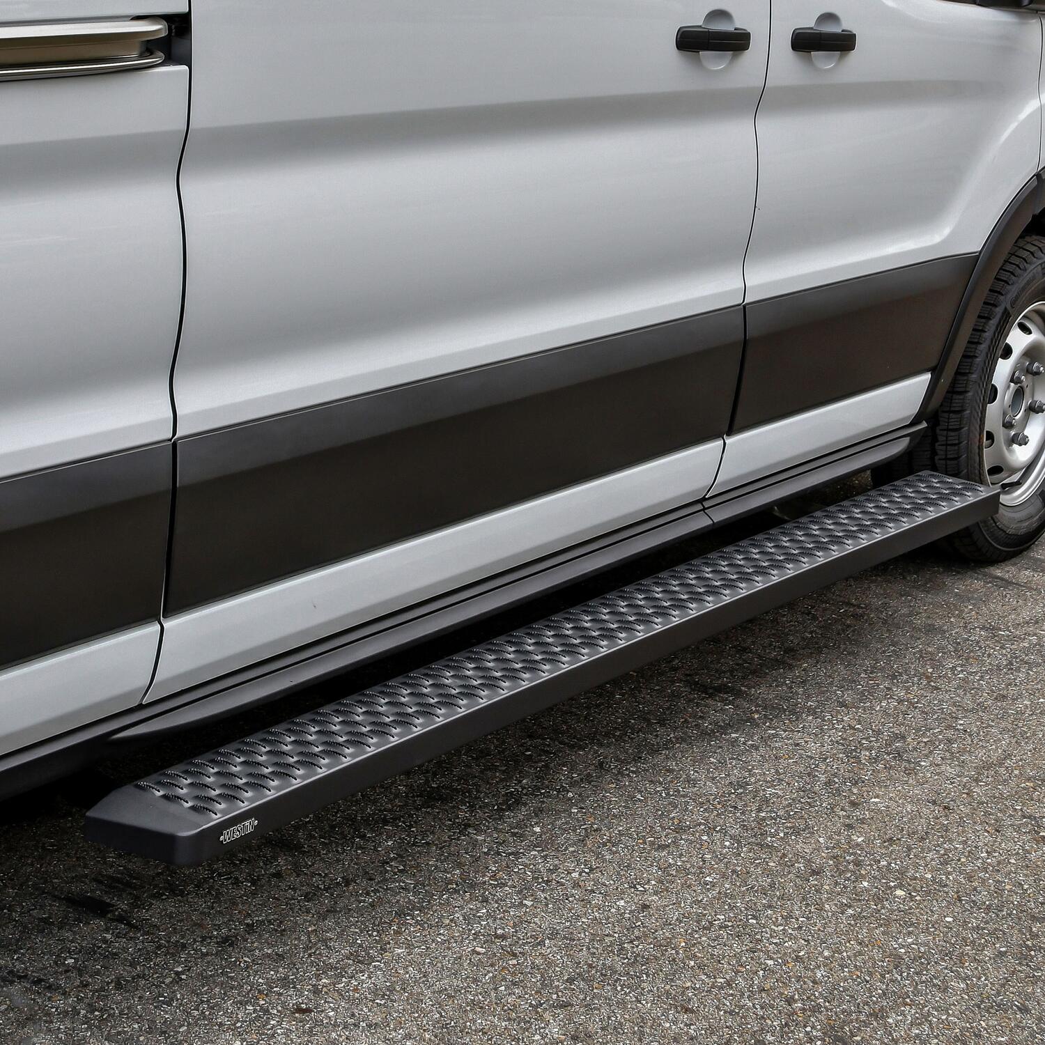 Ford Transit 2015-2026, Westin Grate Steps Running Boards, 46in Driver Side and 97in Passenger Side, Textured Black, view 7
