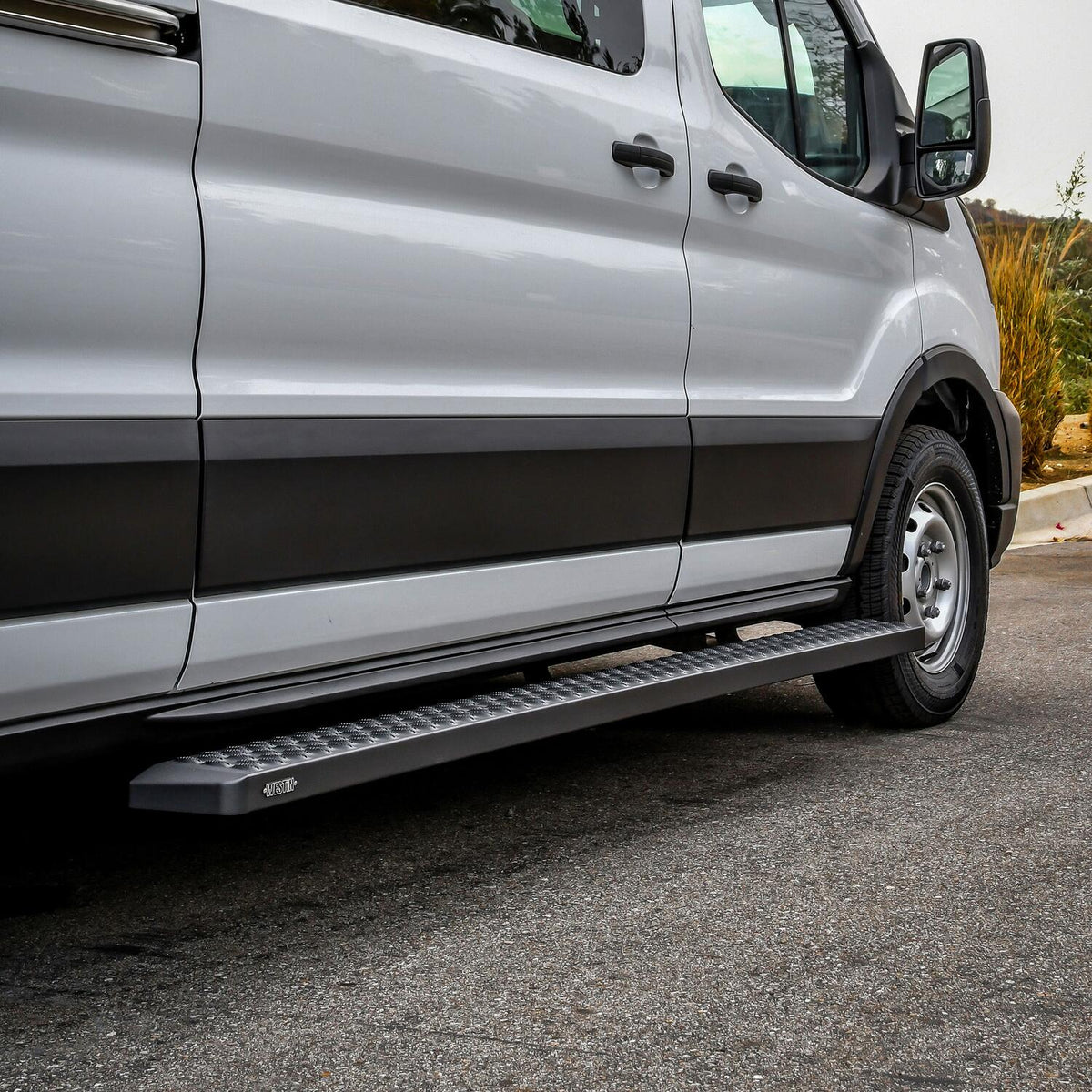 Ford Transit 2015-2026, Westin Grate Steps Running Boards, 46in Driver Side and 97in Passenger Side, Textured Black, view 8