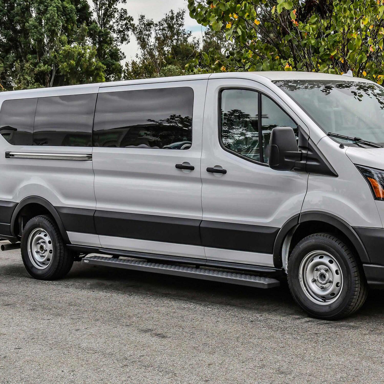 Ford Transit 2015-2026, Westin Grate Steps Running Boards, 46in Driver Side and 97in Passenger Side, Textured Black, view 9