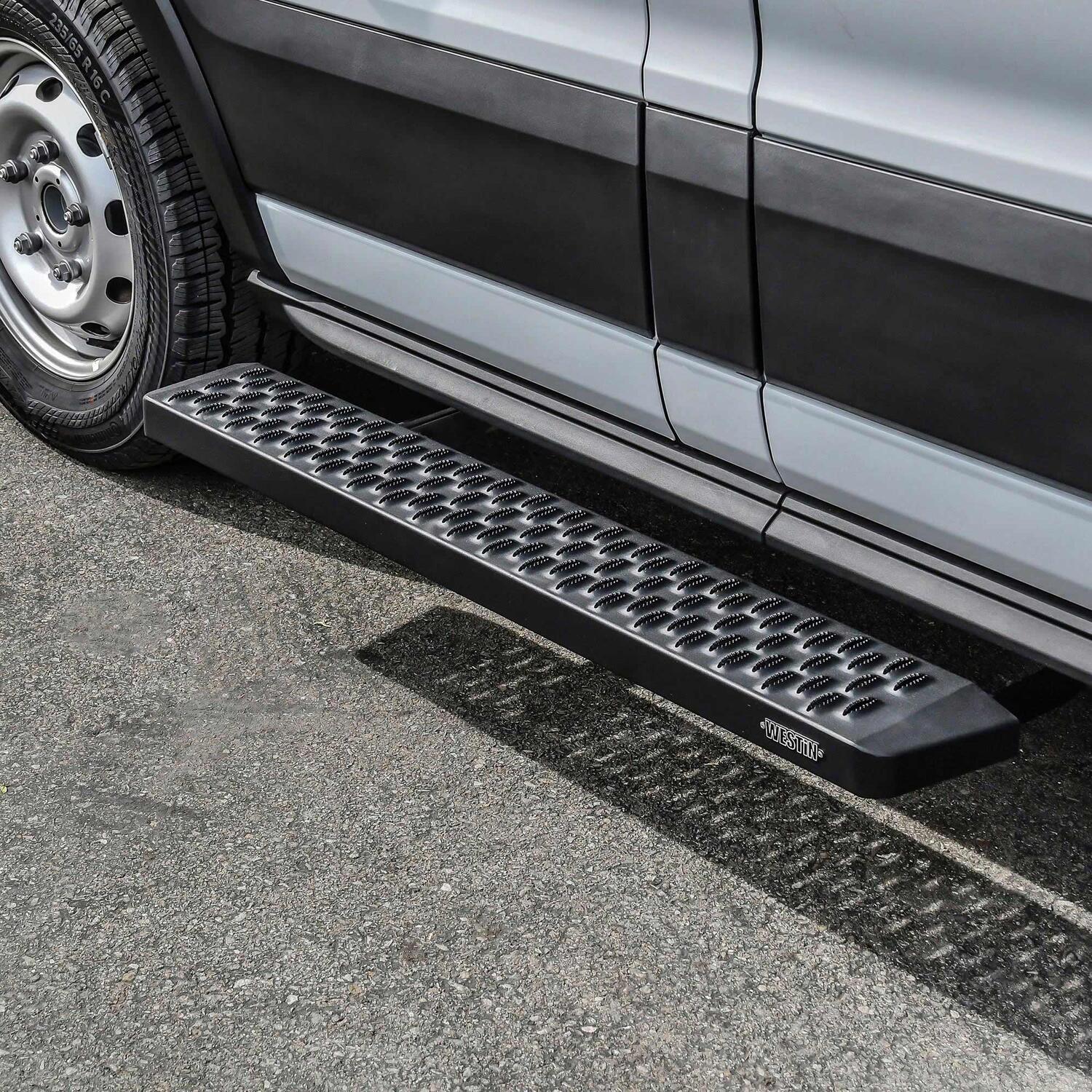 Ford Transit 2015-2026, Westin Grate Steps Running Boards, 46in Driver Side and 97in Passenger Side, Textured Black, view 12