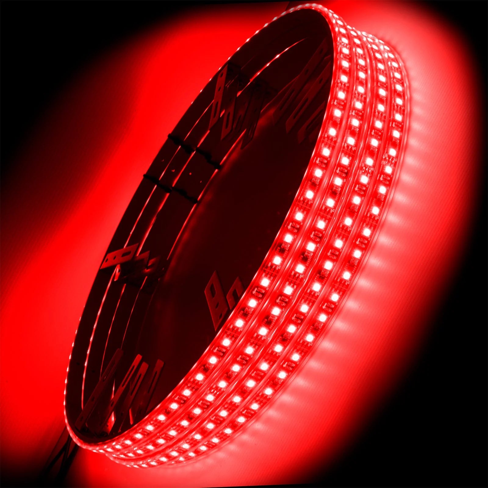 Oracle Double LED Illuminated Wheel Rings, Double Row - Red