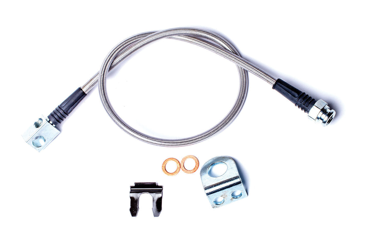 Jeep Wrangler TJ 1997-2006, TeraFlex 26in Stainless Steel Braided Brake Line Kit, view 2