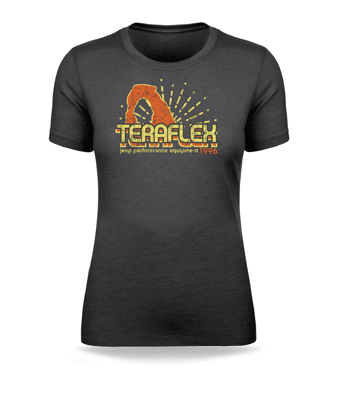 TeraFlex Women's Arches T-Shirt, Retro Moab Arches Graphic, Charcoal