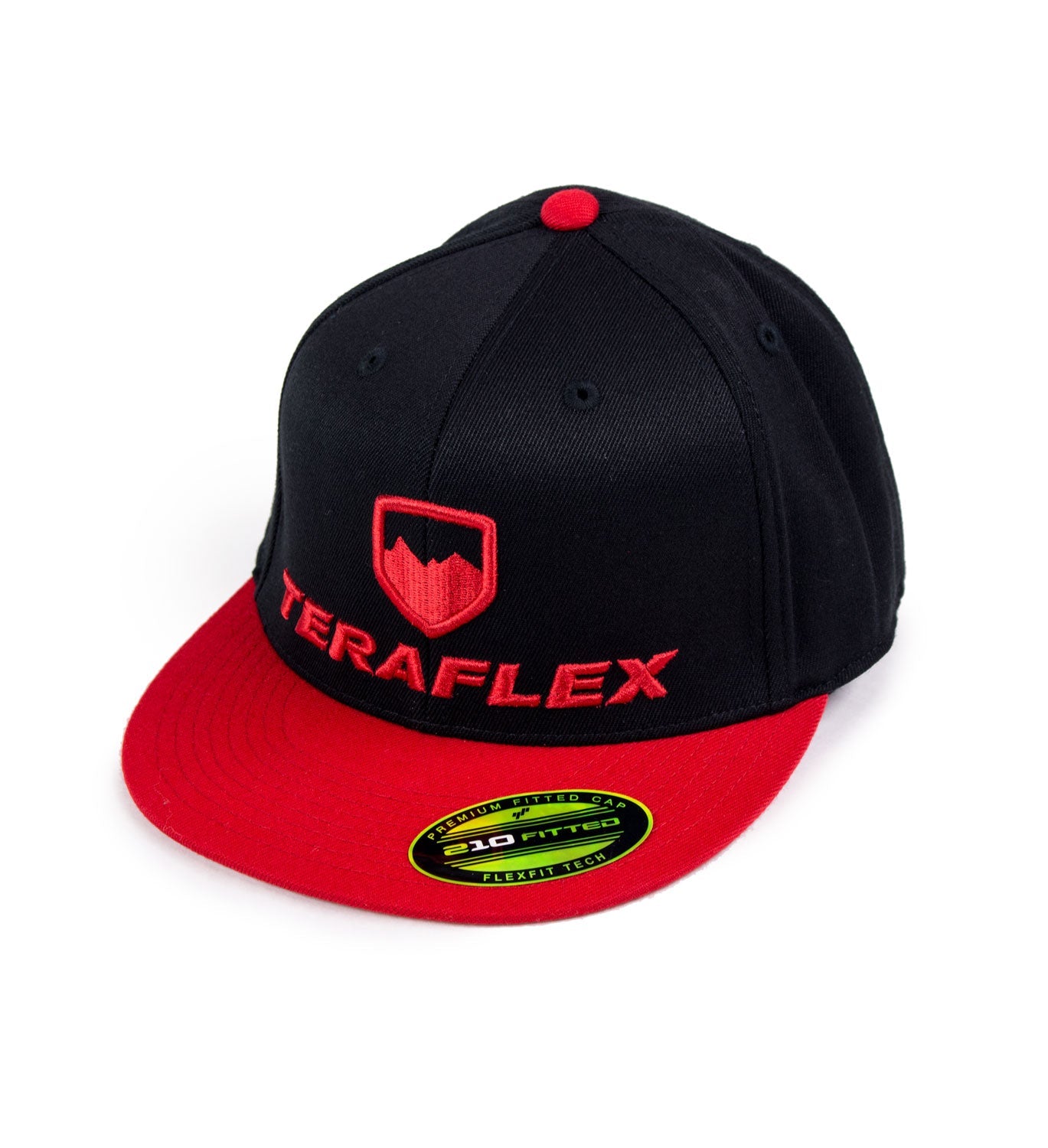 TeraFlex FlexFit 2-Tone Flat Visor Hat, Black/Red, Small/Medium