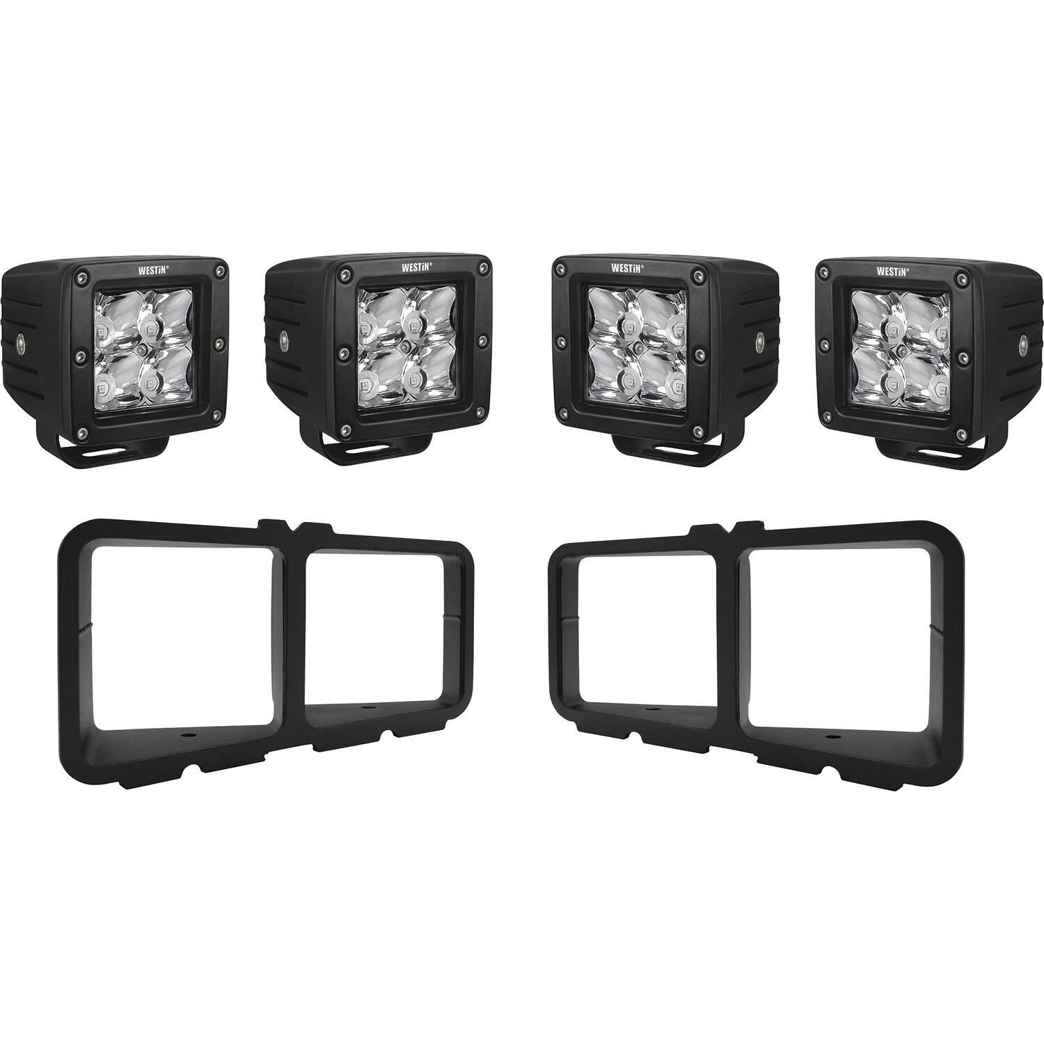 Westin Outlaw Bumper HyperQ B-FORCE Square LED Auxiliary Light Kit, Textured Black