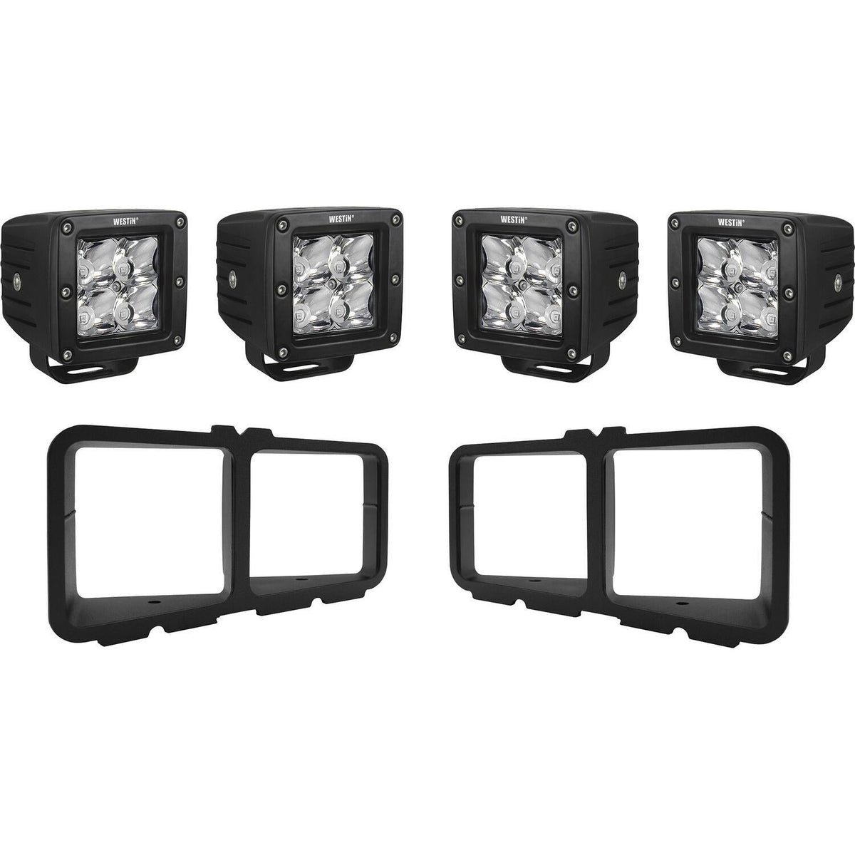 Westin Outlaw Bumper HyperQ B-FORCE Square LED Auxiliary Light Kit, Textured Black
