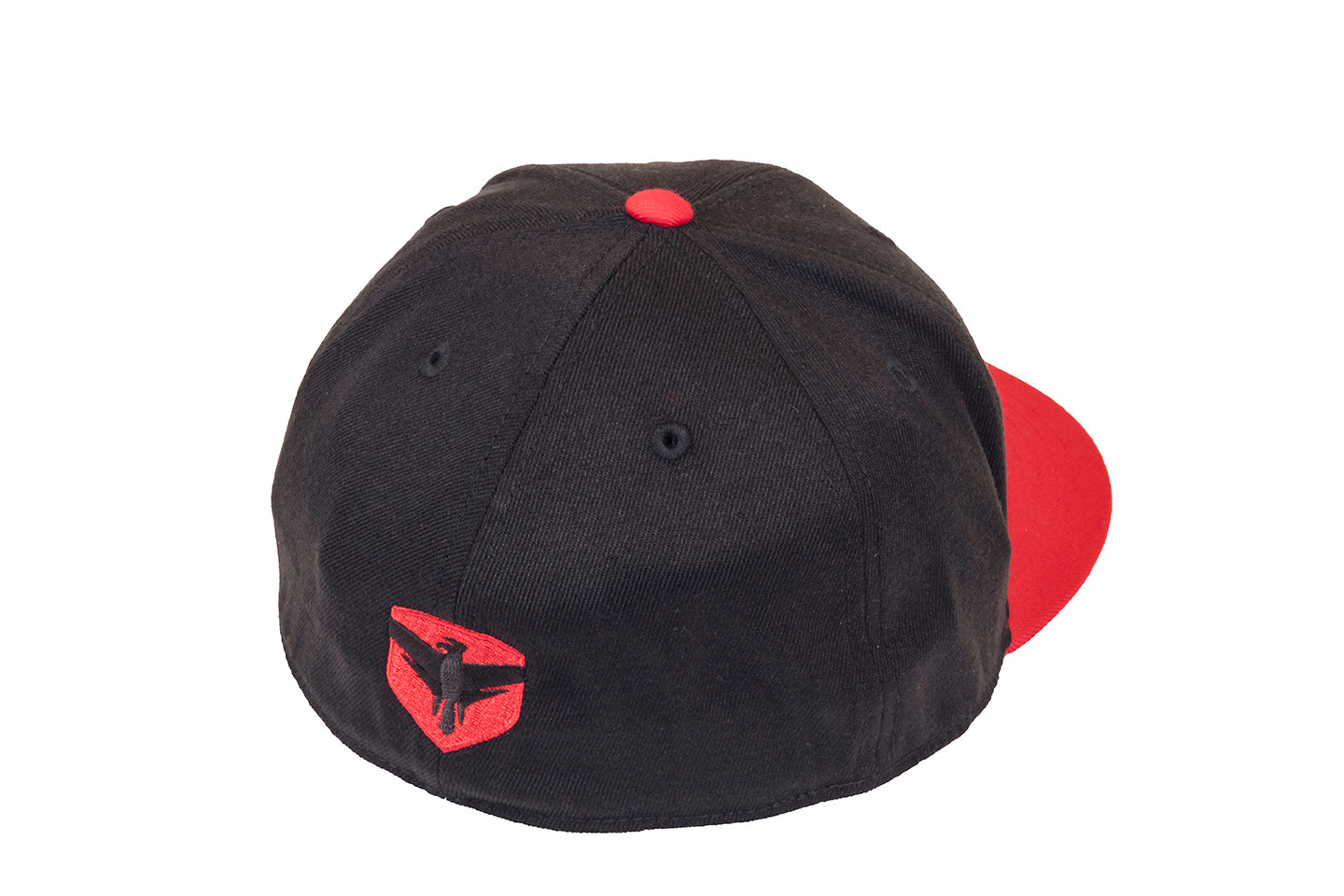 Falcon Shocks FlexFit 2-Tone Flat Visor Hat, Black/Red, Small/Medium, view 2