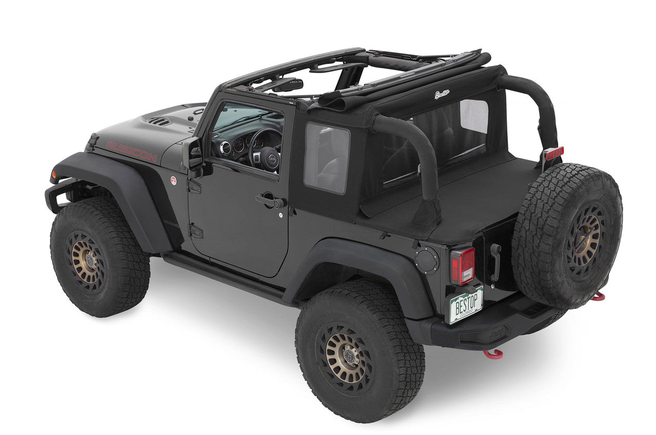 Jeep Wrangler JK 2-Door Bestop Halftop Soft Top, Black Twill