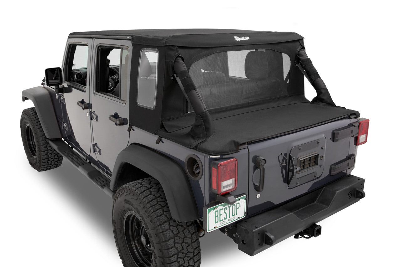 Jeep Wrangler JK 4-Door Bestop Halftop Soft Top, Black Twill
