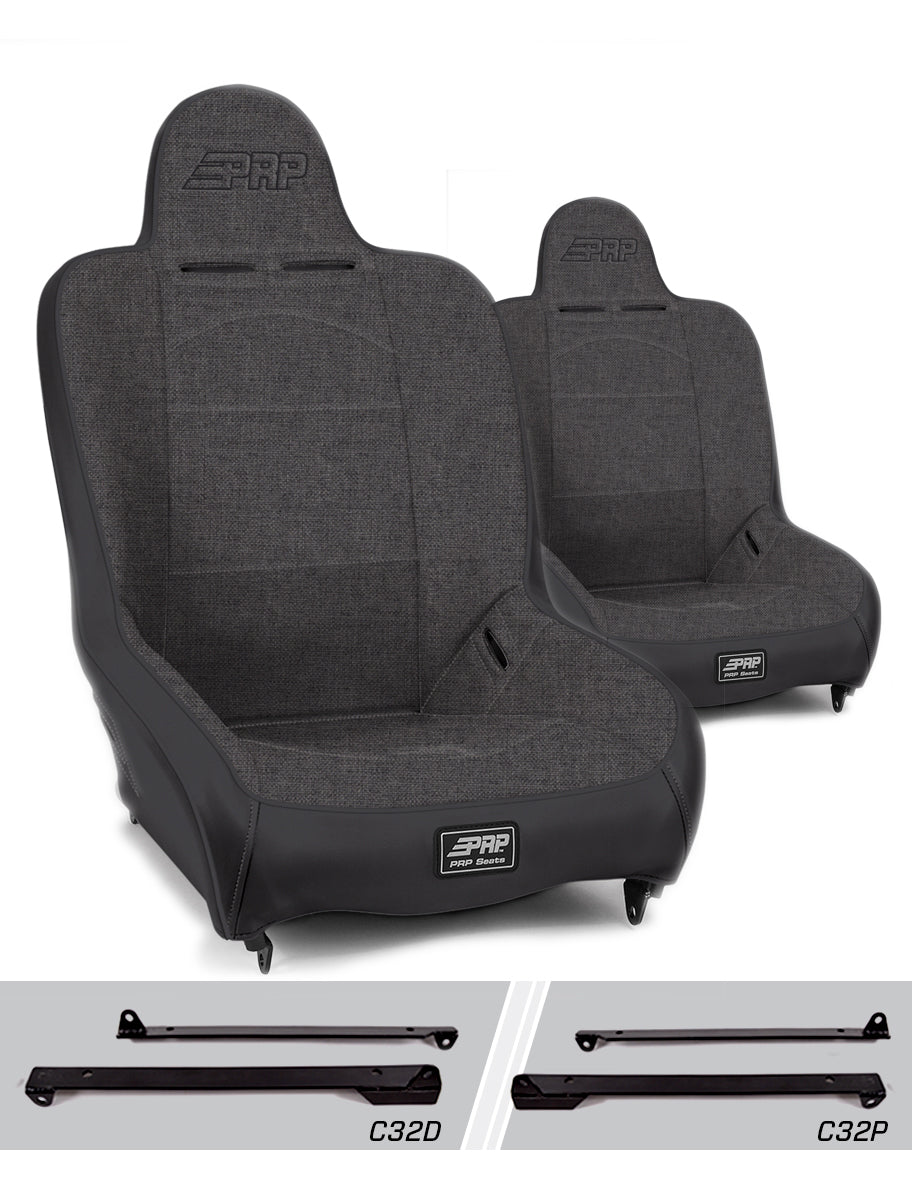 Jeep CJ7 1976-1986 & Wrangler YJ 1987-1995, PRP Premier High Back Suspension Seat Kit, Pair with Mounts