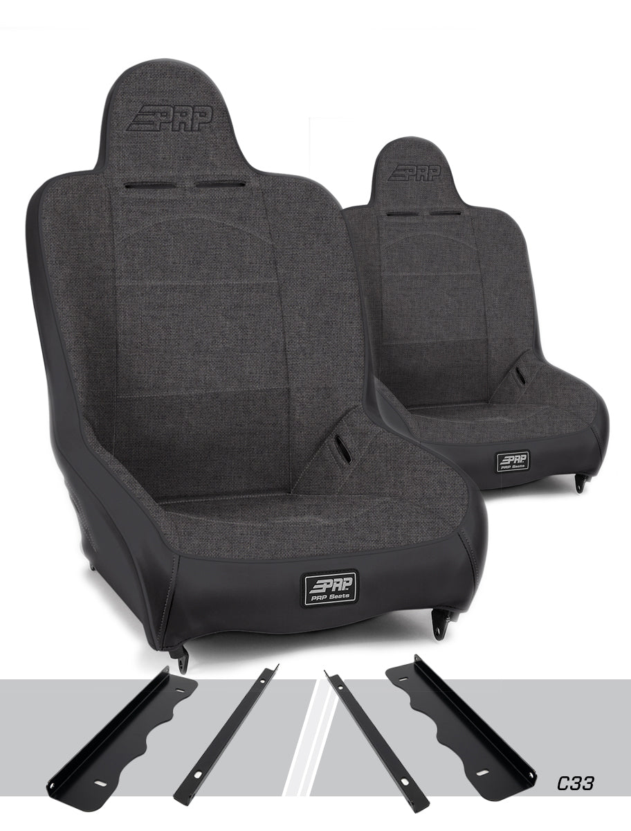 Jeep Cherokee XJ 1995-2001, PRP Premier High Back Suspension Seat Kit, Pair with Mounts