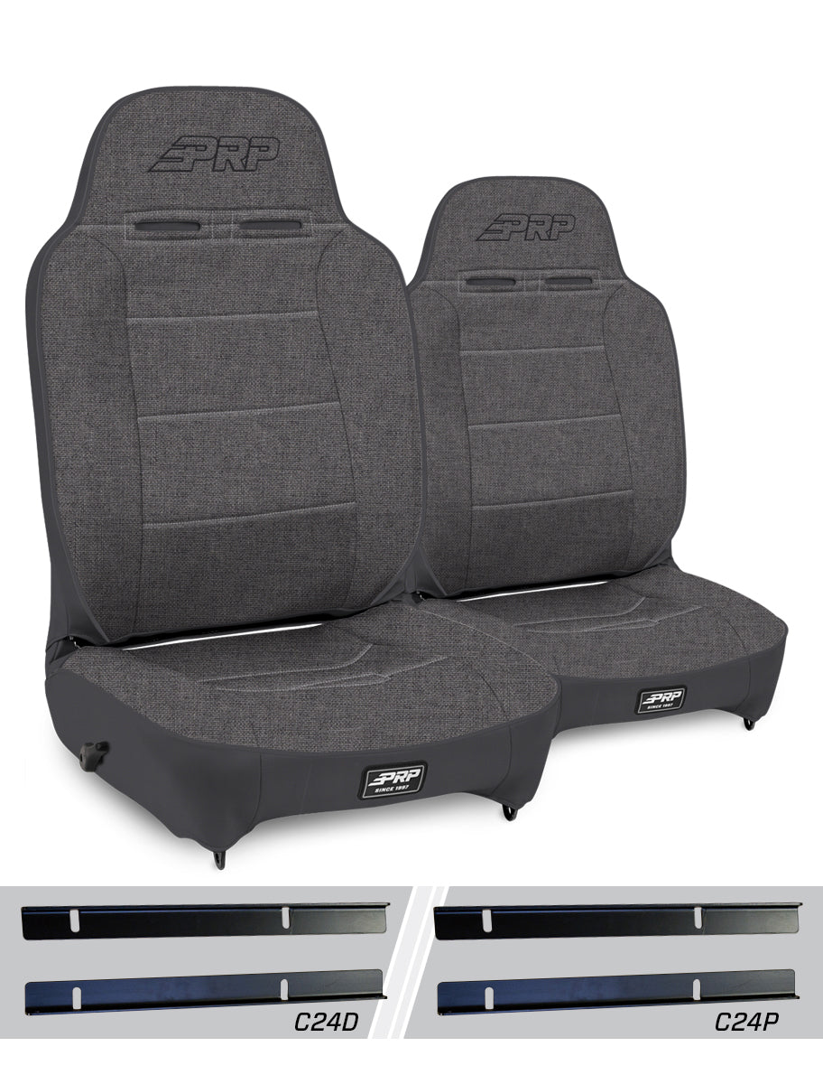 Jeep Wrangler TJ 2003-2006, PRP Enduro High Back Reclining Suspension Seat Kit, Pair with Mounts