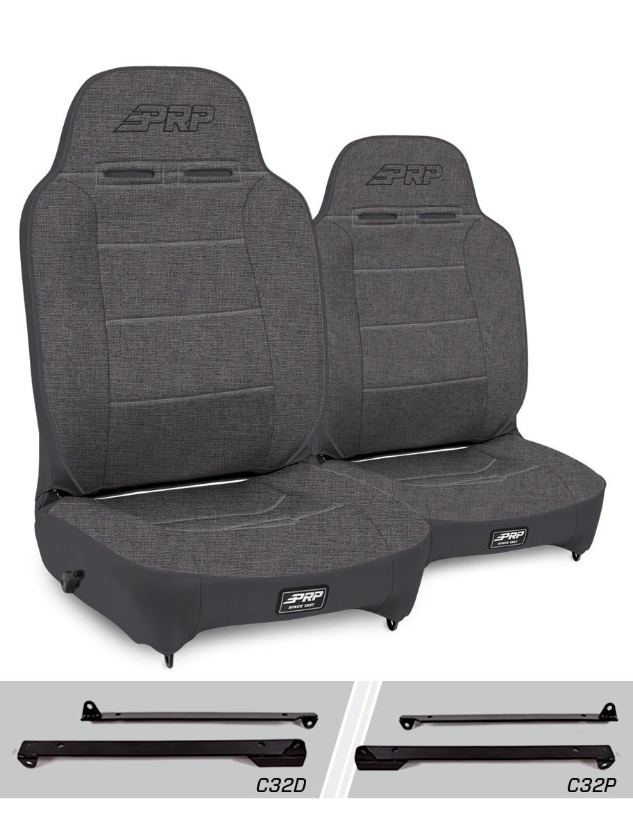 Jeep CJ7 1976-1986 & Wrangler YJ 1987-1995, PRP Enduro High Back Reclining Suspension Seat Kit, Pair with Mounts