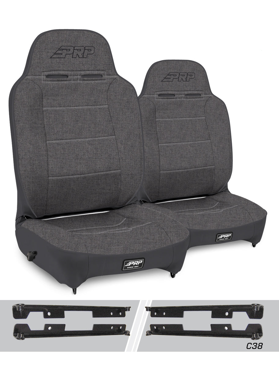 Jeep Wrangler JK 2007-2018, PRP Enduro High Back Reclining Suspension Seat Kit, Pair with Mounts