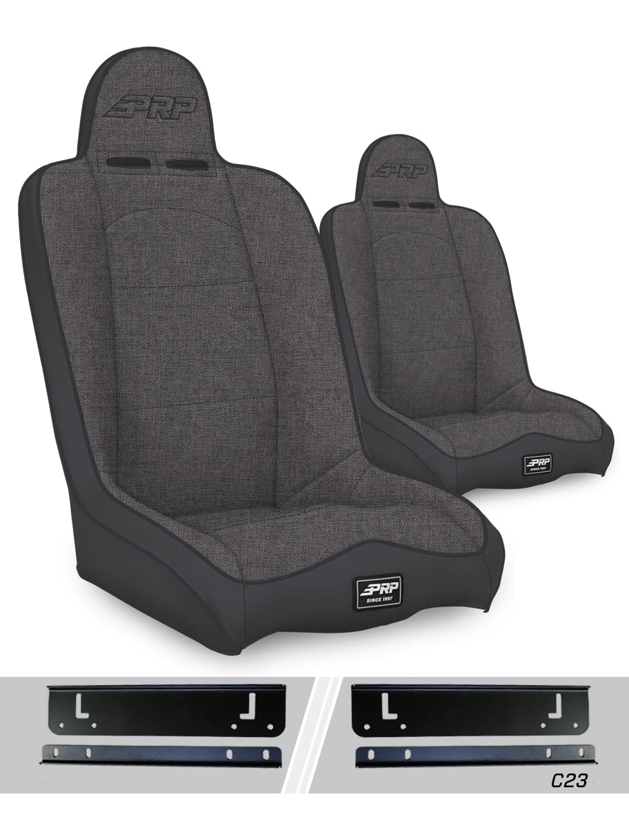 Jeep Wrangler TJ 1997-2002, PRP Daily Driver High Back Suspension Seat Kit, Pair with Mounts