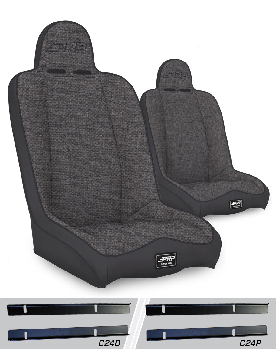 Jeep Wrangler TJ 2003-2006, PRP Daily Driver High Back Suspension Seat Kit, Pair with Mounts