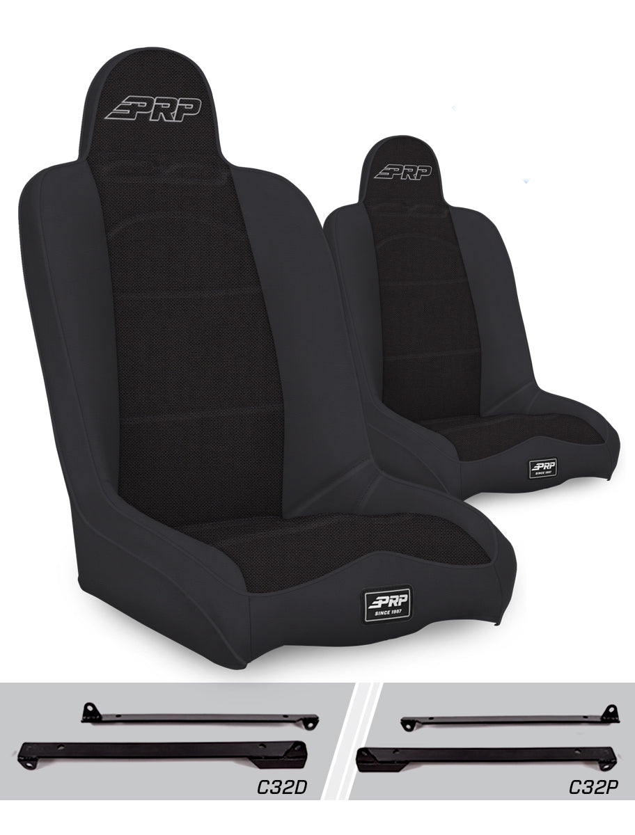 Jeep CJ7 1976-1986 & Wrangler YJ 1987-1995, PRP Daily Driver High Back Suspension Seat Kit, Pair with Mounts, view 2