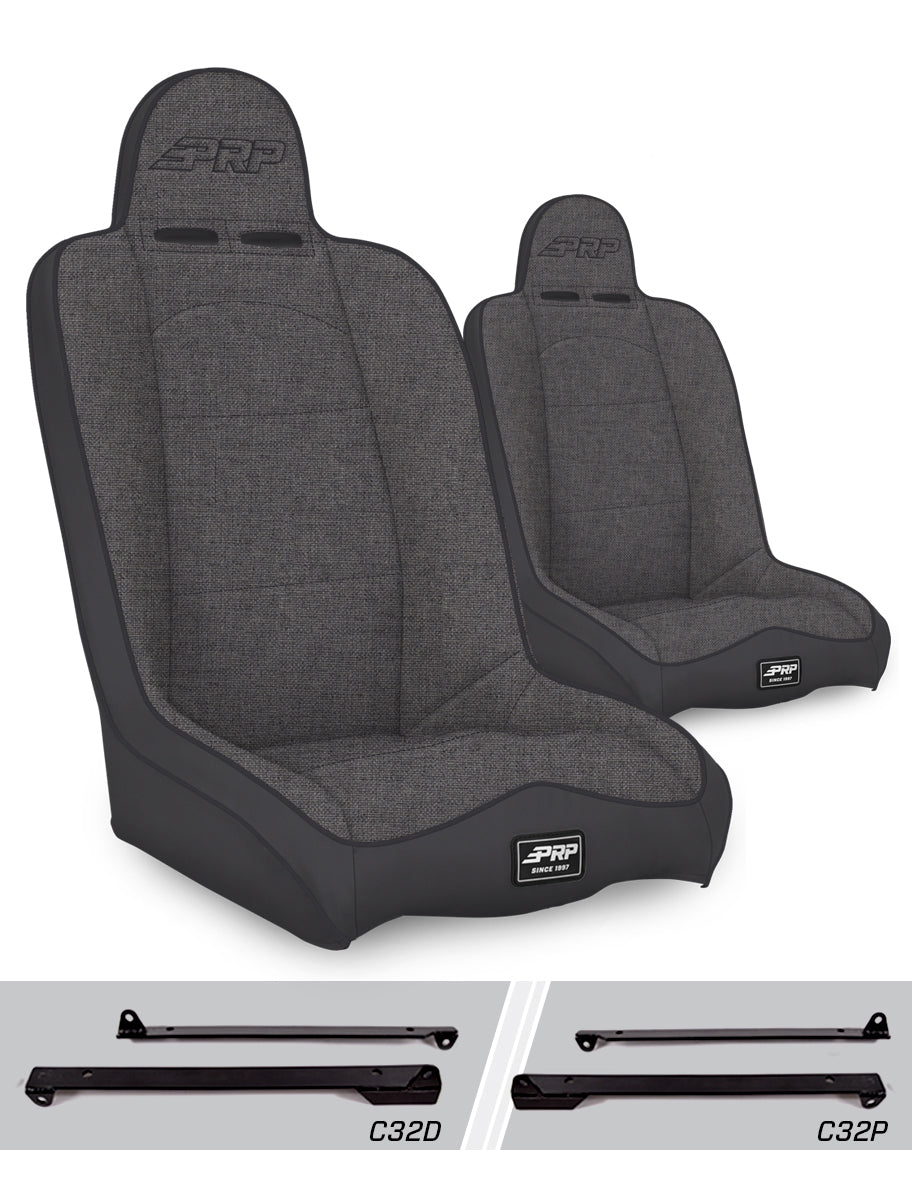 Jeep CJ7 1976-1986 & Wrangler YJ 1987-1995, PRP Daily Driver High Back Suspension Seat Kit, Pair with Mounts