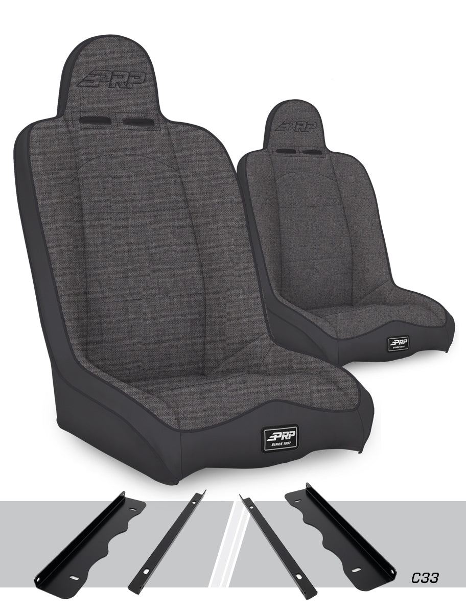 Jeep Cherokee XJ 1995-2001, PRP Daily Driver High Back Suspension Seat Kit, Pair with Mounts
