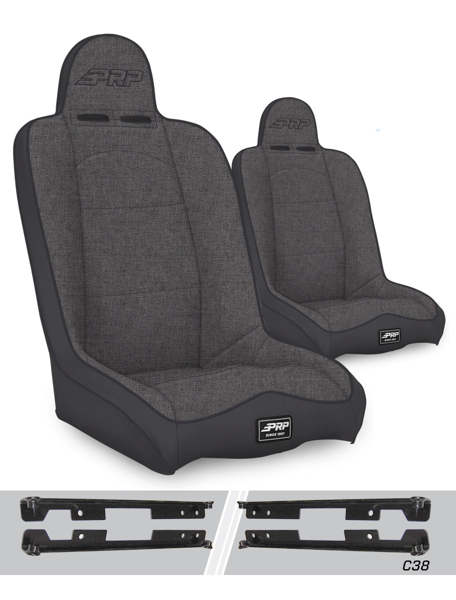 Jeep Wrangler JK/JKU 2007-2018, PRP Daily Driver High Back Suspension Seat Kit, Pair with Mounts