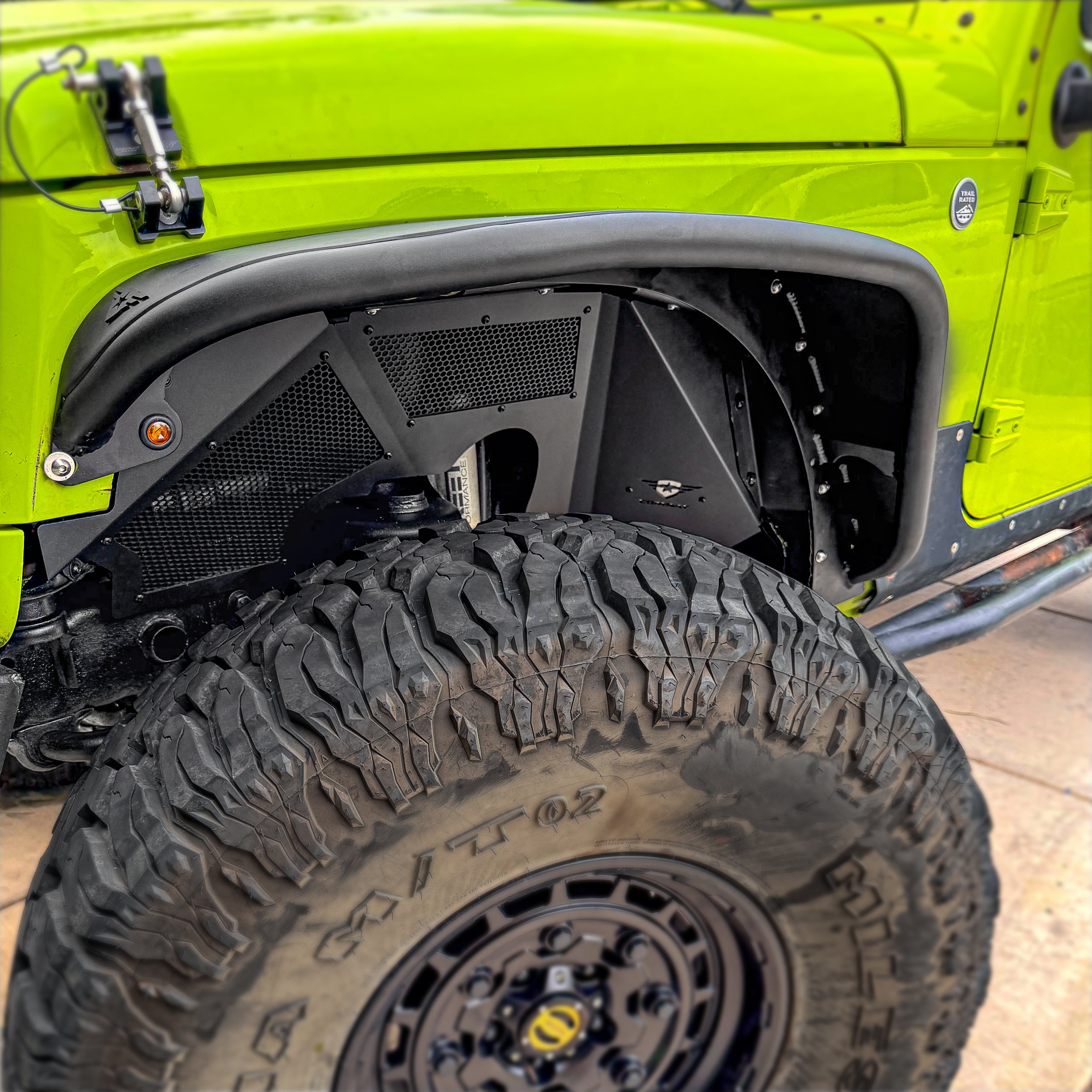 Jeep Wrangler JK 2007-2018, Combat Off Road Battle Ready Max Flow Aluminum Inner Fenders, Front, view 5
