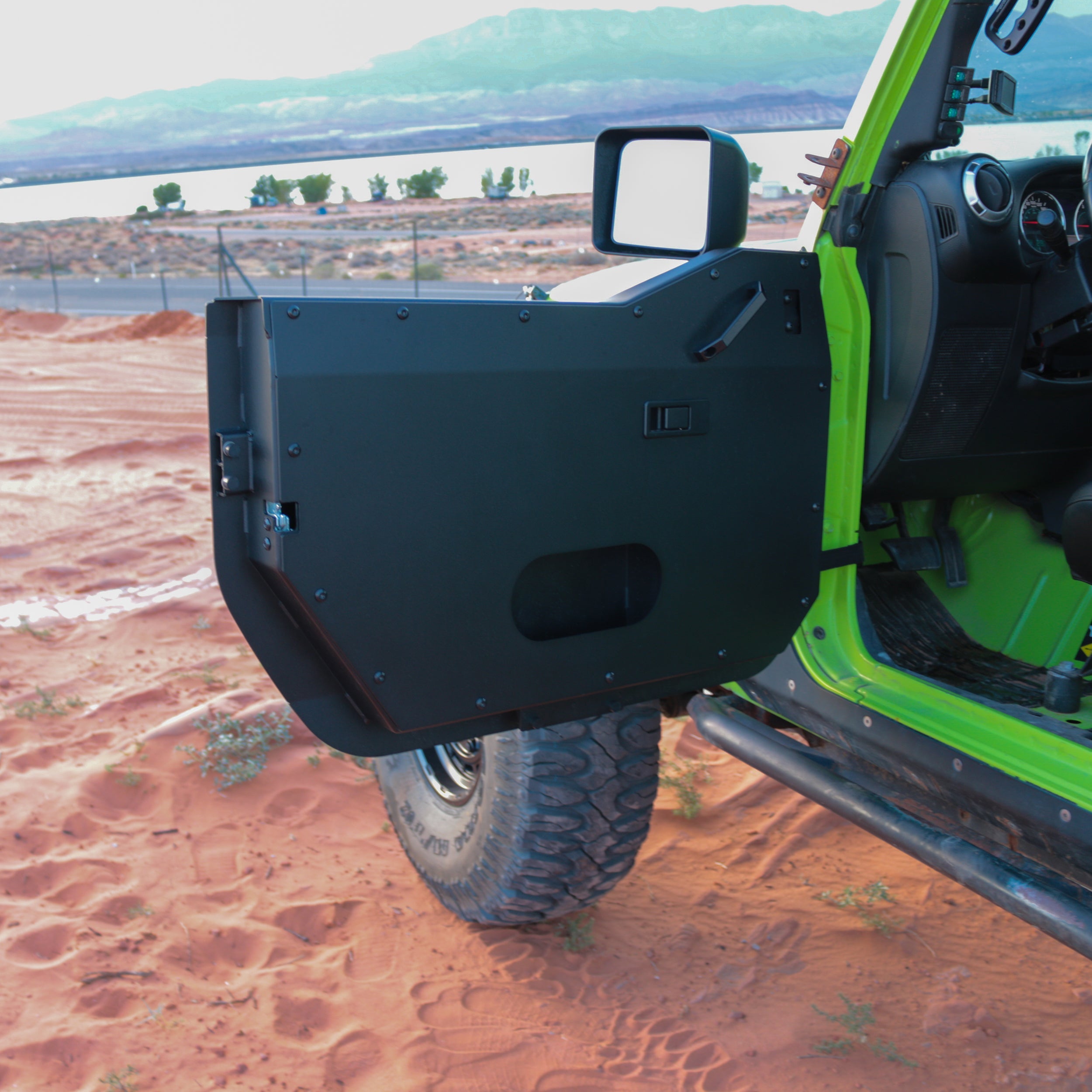 Jeep Wrangler JK 2007-2018, Combat Off Road Full Metal Jacket Aluminum Half Doors, Front Pair, Raw, view 6