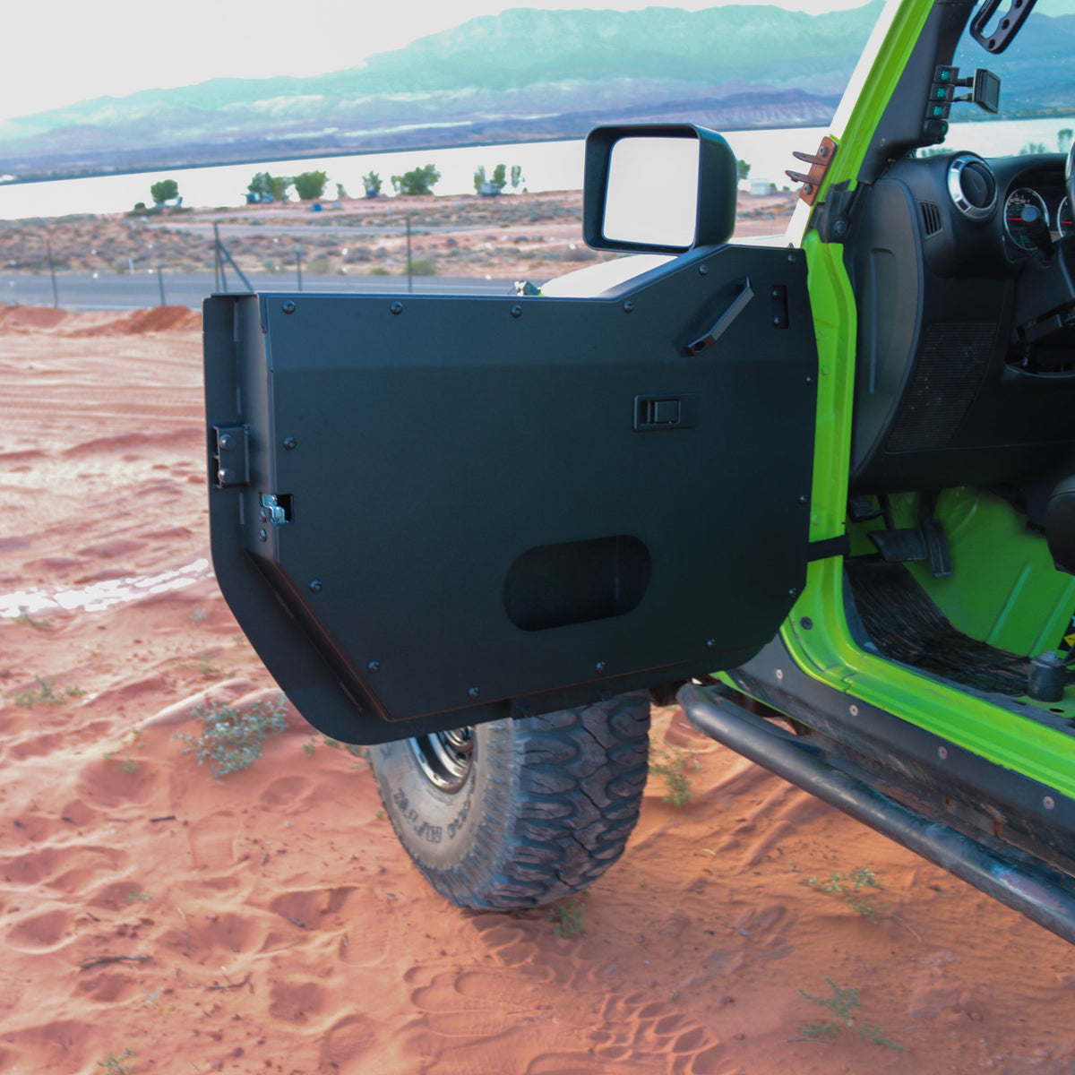 Jeep Wrangler JK 2007-2018, Combat Off Road Full Metal Jacket Aluminum Half Doors, Front Pair, Raw, view 6