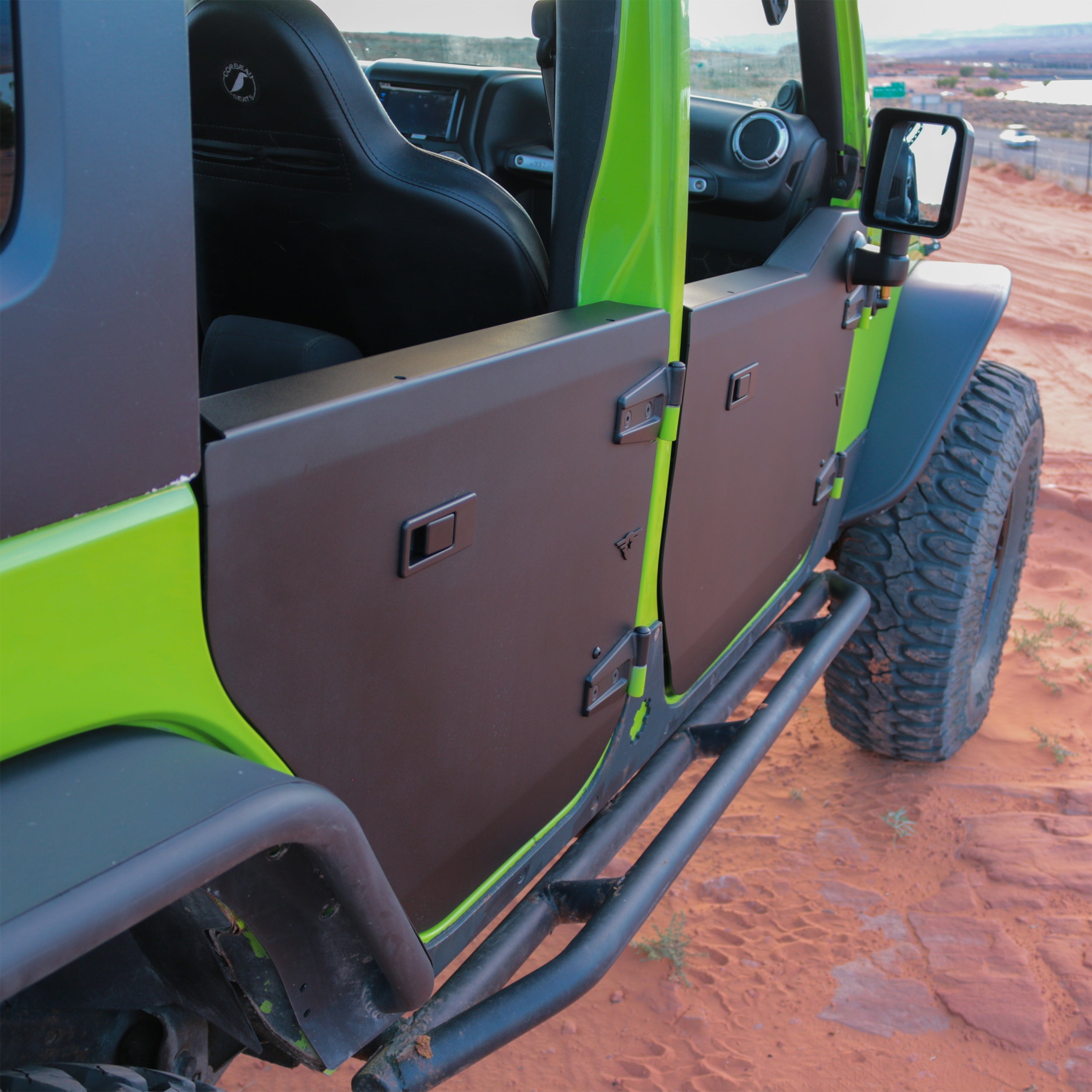 Jeep Wrangler JK Unlimited 2007-2018, Combat Off Road Full Metal Jacket Aluminum Half Doors, Rear Pair, Black, view 5