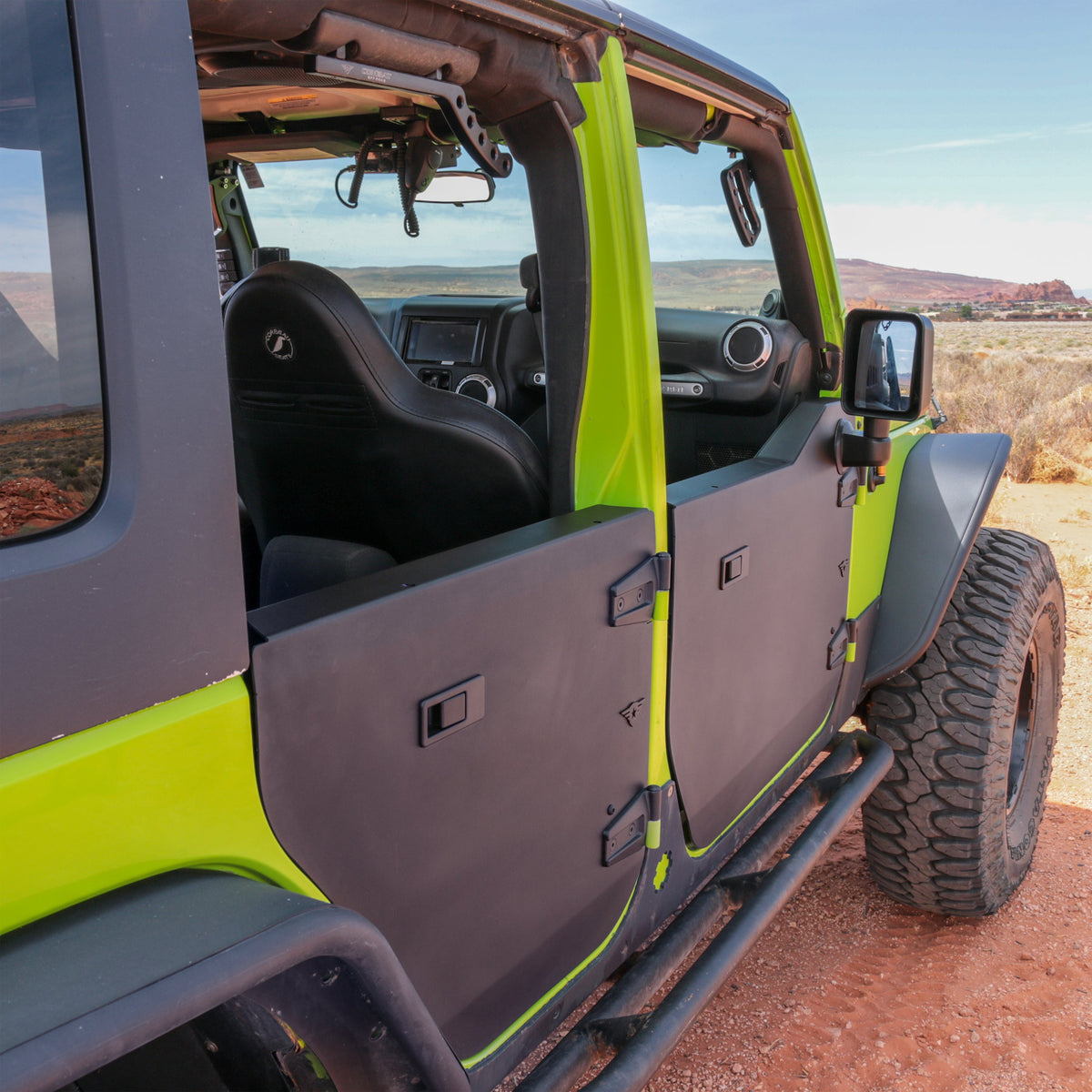 Jeep Wrangler JK Unlimited 2007-2018, Combat Off Road Full Metal Jacket Aluminum Half Doors, Rear Pair, Black, view 7