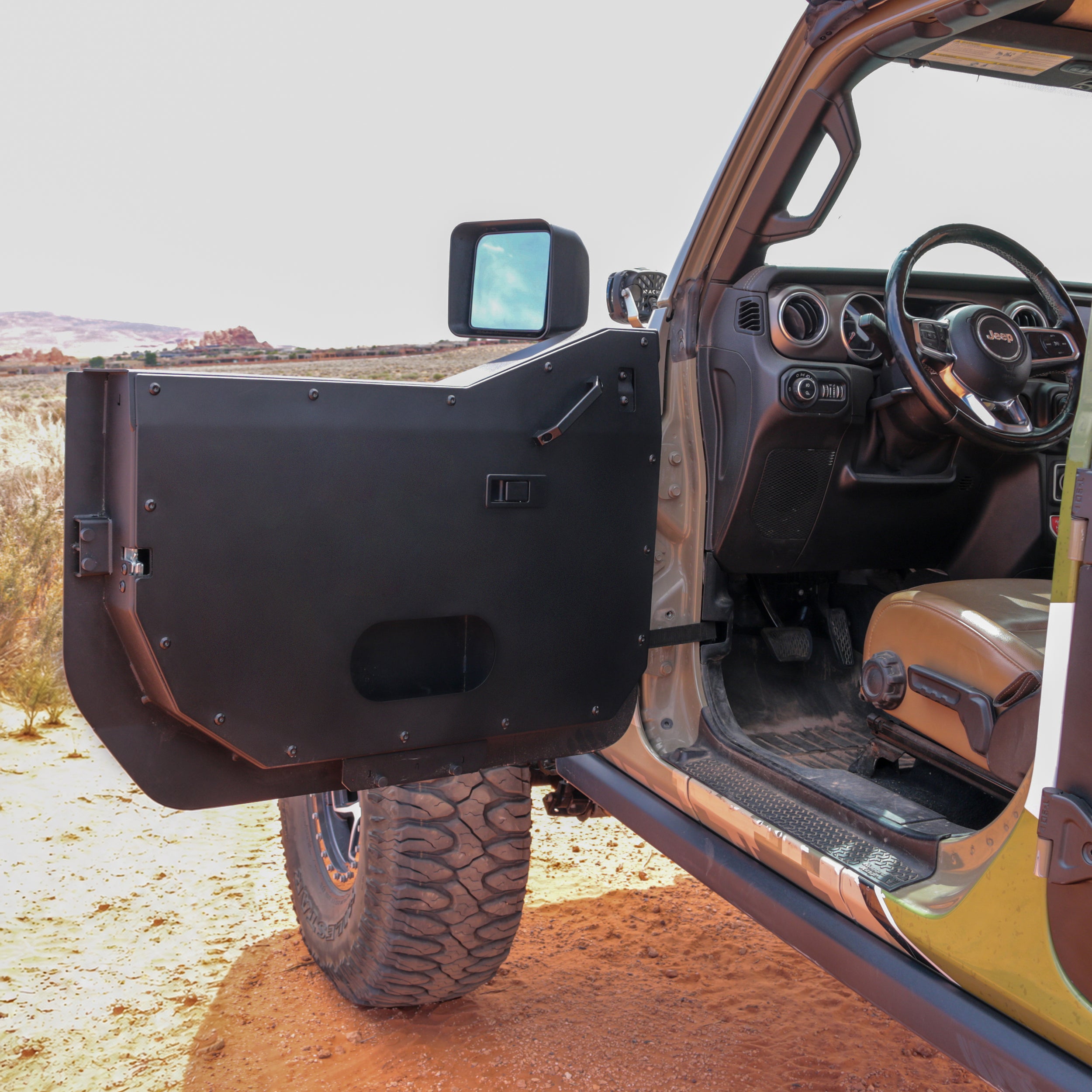 Jeep Gladiator JT 2020-2026, Combat Off Road Full Metal Jacket Aluminum Half Doors, Front Pair, Raw, view 5