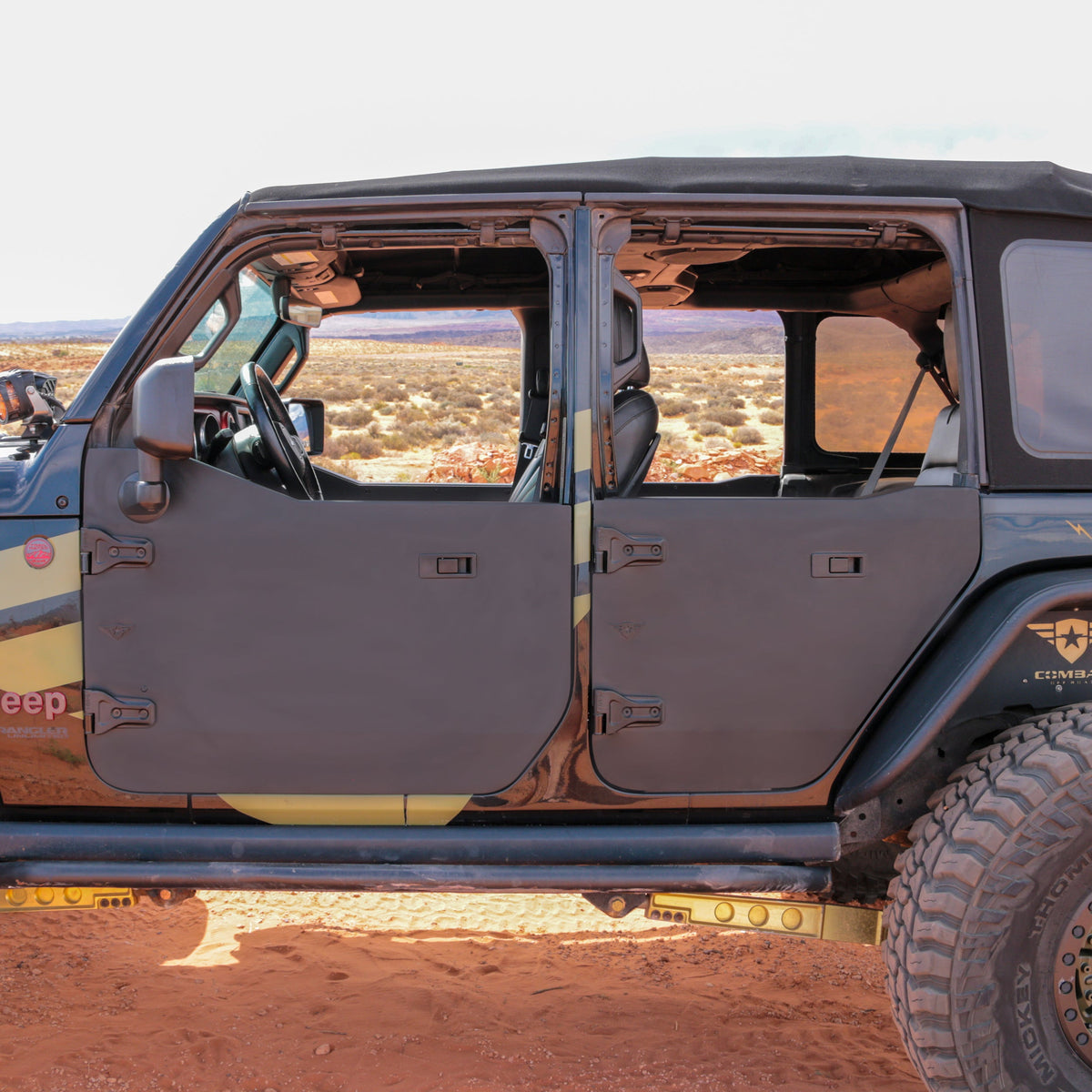 Jeep Wrangler JL 2018-2026, Combat Off Road Full Metal Jacket Aluminum Half Doors, Front Pair, Raw, view 7
