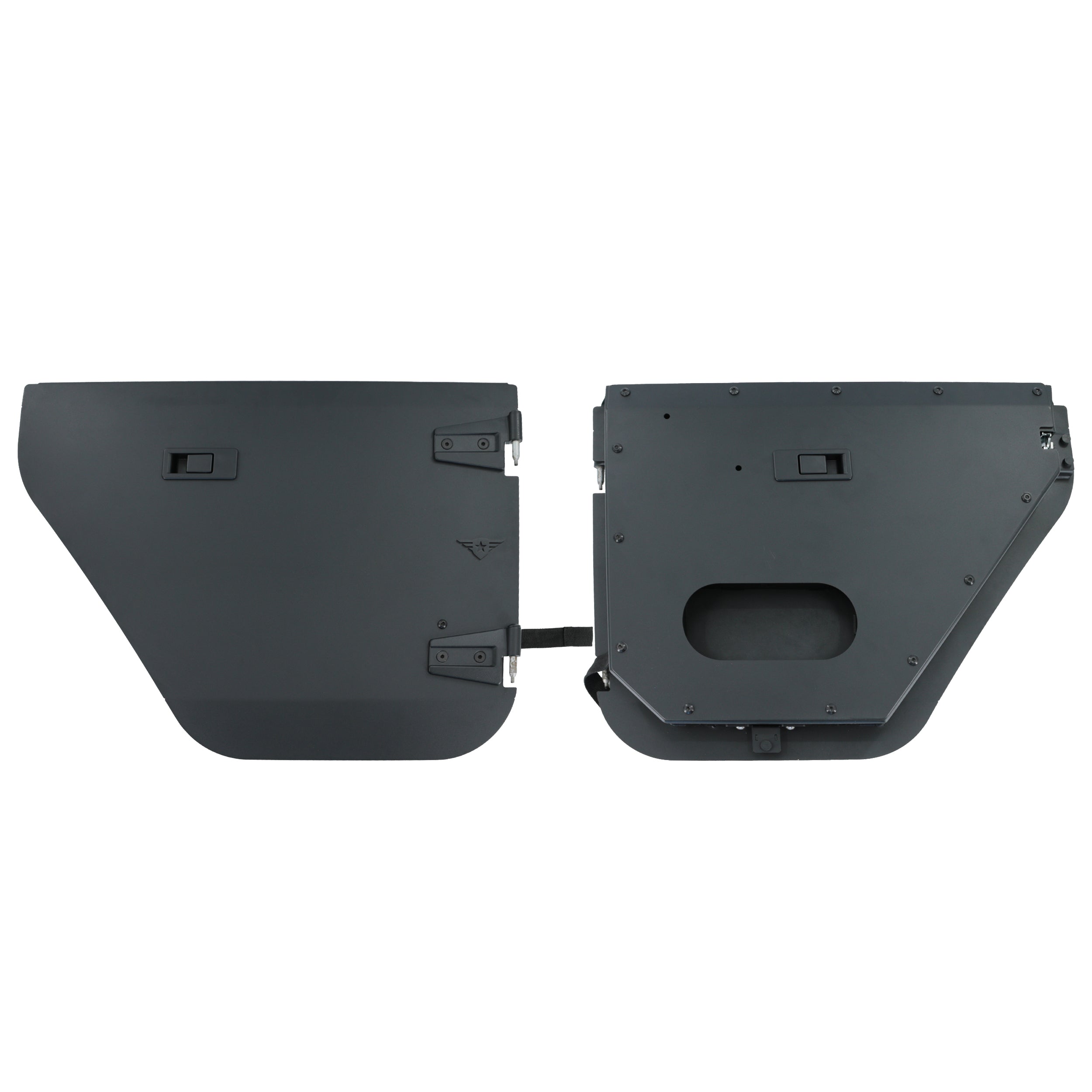 Jeep Wrangler JK Unlimited 2007-2018, Combat Off Road Full Metal Jacket Aluminum Half Doors, Rear Pair, Black, view 2