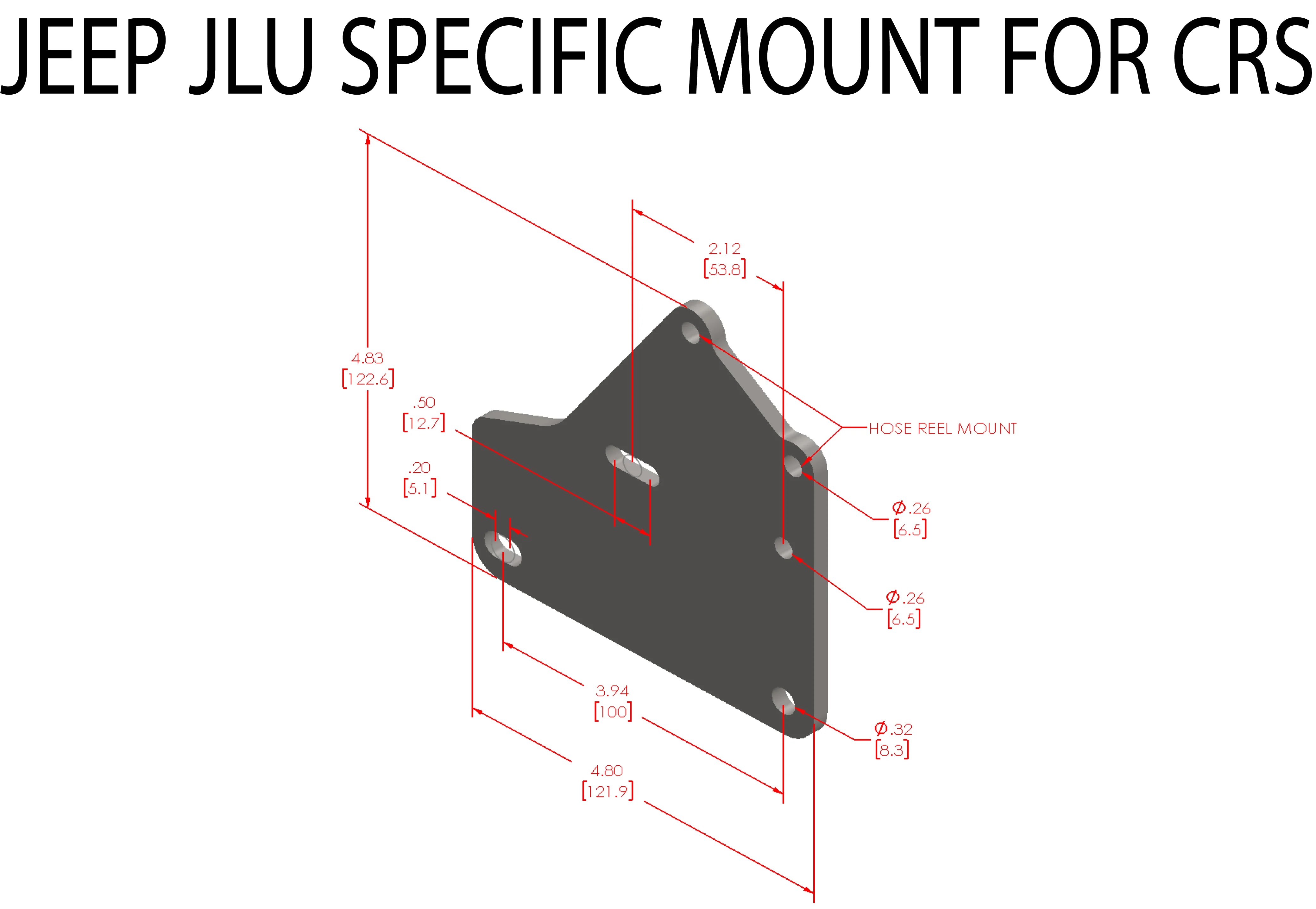 Jeep Wrangler JL 4-Door APEX Compact Air Hose Reel System (CRS) Vertical Mounting Bracket