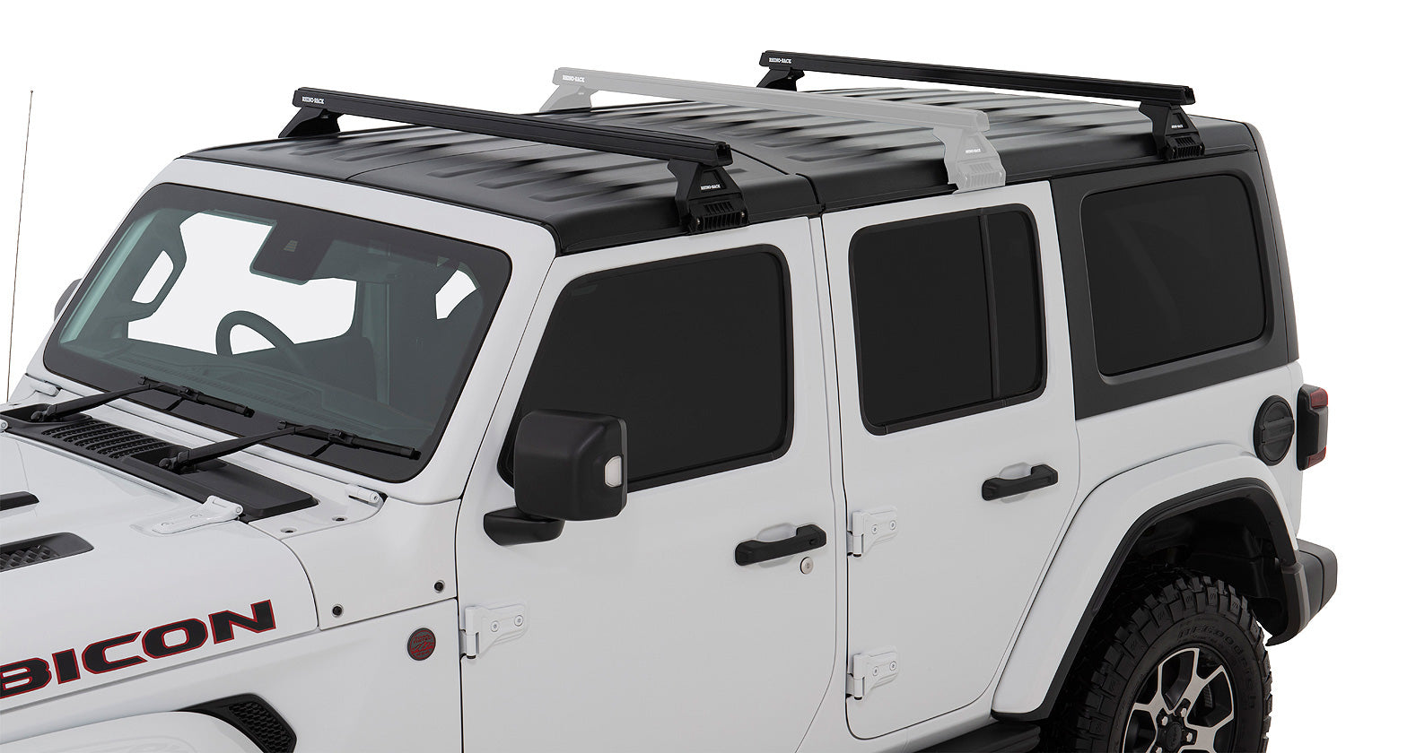 Jeep Wrangler JL 4-Door 2018-2026 & Gladiator JT 2020-2026, Rhino-Rack Heavy Duty RL110 2 Bar Roof Rack, Black, view 2
