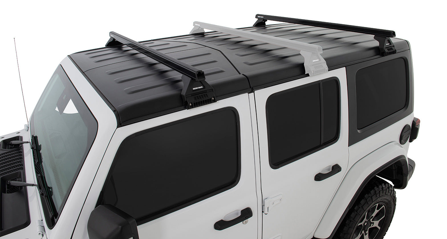 Jeep Wrangler JL 4-Door 2018-2026 & Gladiator JT 2020-2026, Rhino-Rack Heavy Duty RL110 2 Bar Roof Rack, Black, view 3
