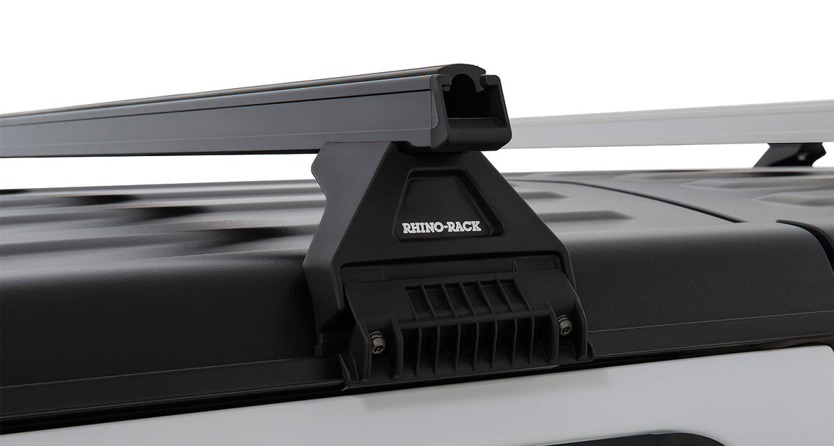 Jeep Wrangler JL 4-Door 2018-2026 & Gladiator JT 2020-2026, Rhino-Rack Heavy Duty RL110 2 Bar Roof Rack, Black, view 4