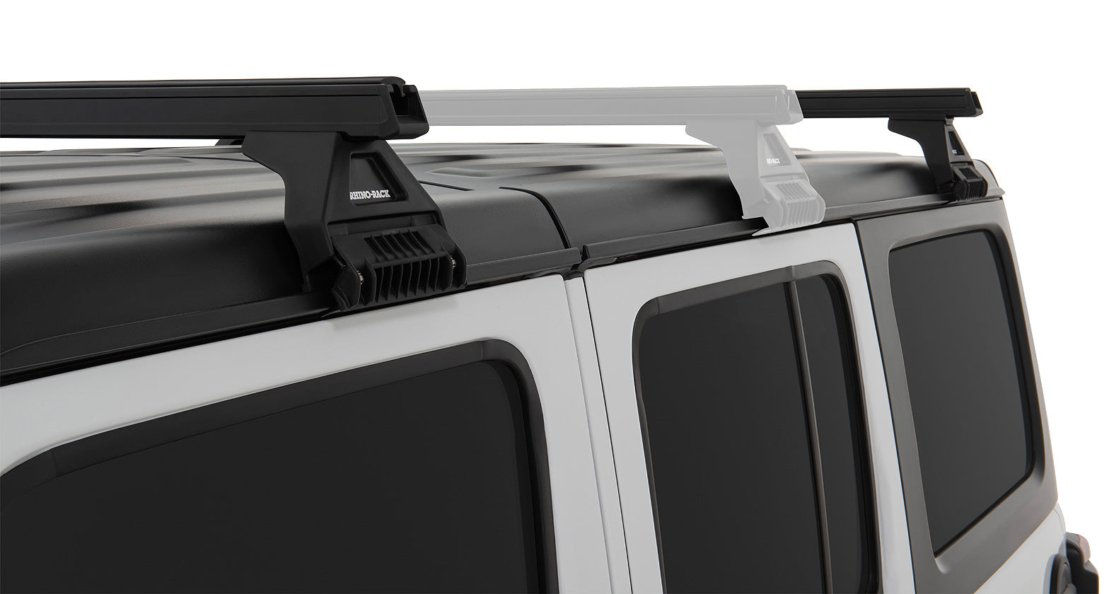 Jeep Wrangler JL 4-Door 2018-2026 & Gladiator JT 2020-2026, Rhino-Rack Heavy Duty RL110 2 Bar Roof Rack, Black, view 5