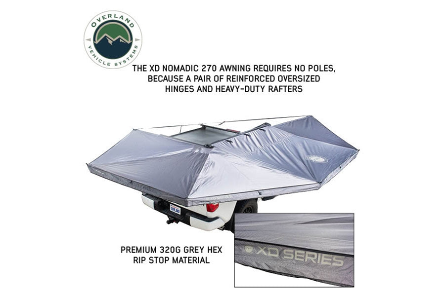 Overland Vehicle Systems XD Nomadic 270 Awning w/ Lights, Grey