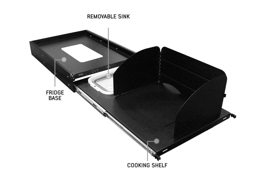 Overland Vehicle Systems Universal Large Refrigerator Tray and Sink Slide - Black