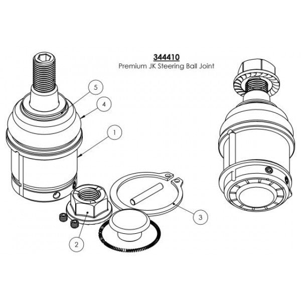 Jeep Wrangler JK 2007-2018, TeraFlex HD Steering Ball Joint, Tie Rod or Drag Link, view 3