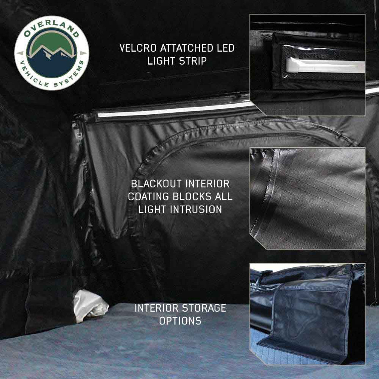 Overland Vehicle Systems XD Sherpa Solo 1 Person Hybrid Soft Shell Roof Top Tent, Blue Body & Black Rainfly