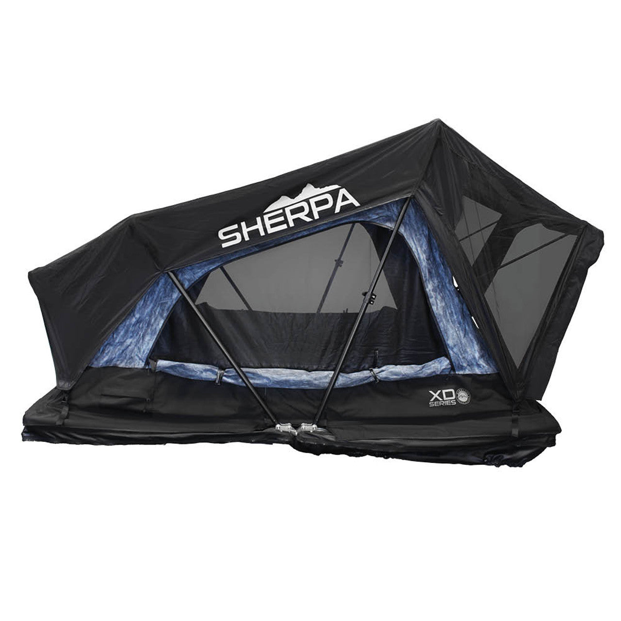 Overland Vehicle Systems XD Sherpa Solo 1 Person Hybrid Soft Shell Roof Top Tent, Blue Body & Black Rainfly