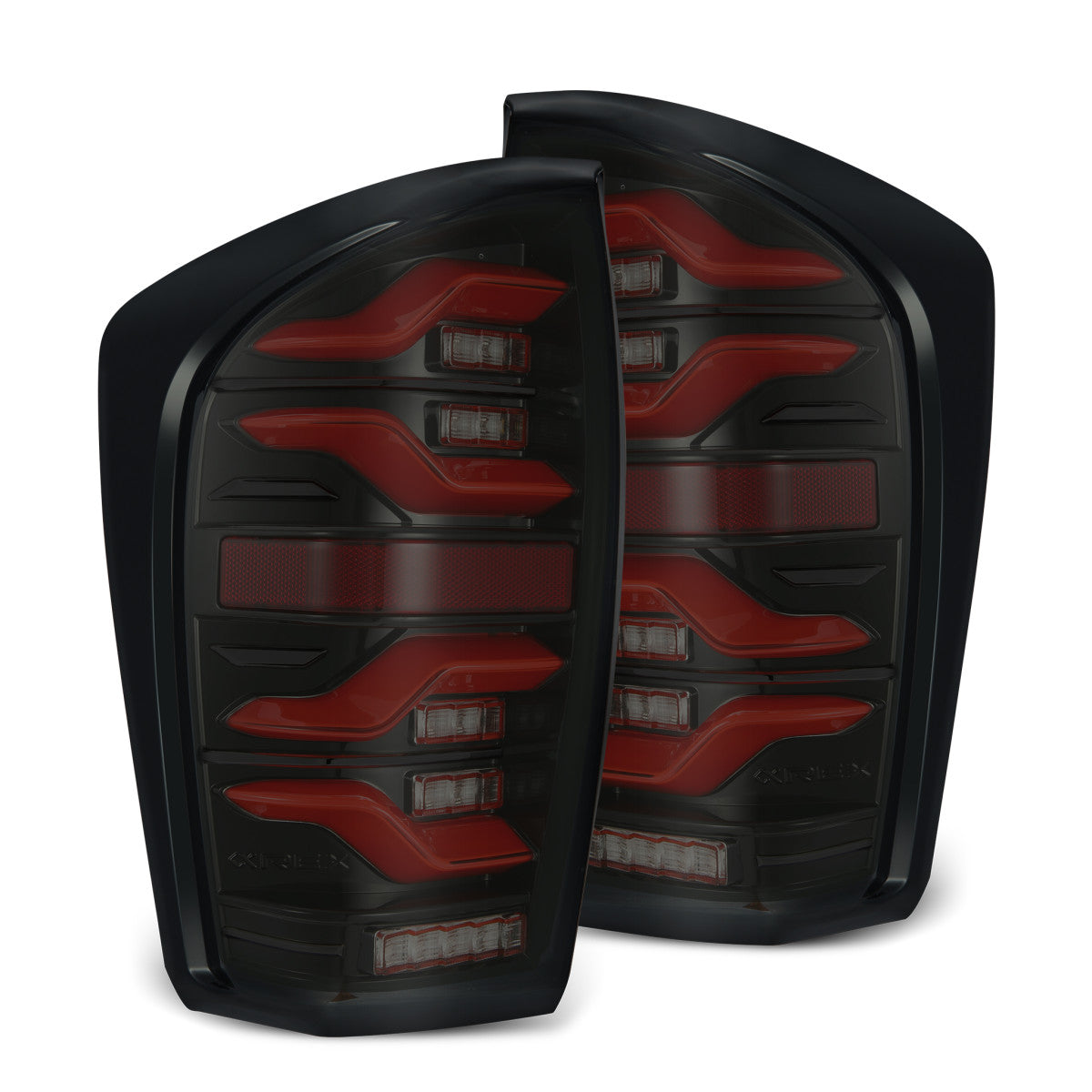 2016-23 Toyota Tacoma AlphaRex LUXX-Series LED Tail Lights Black-Red