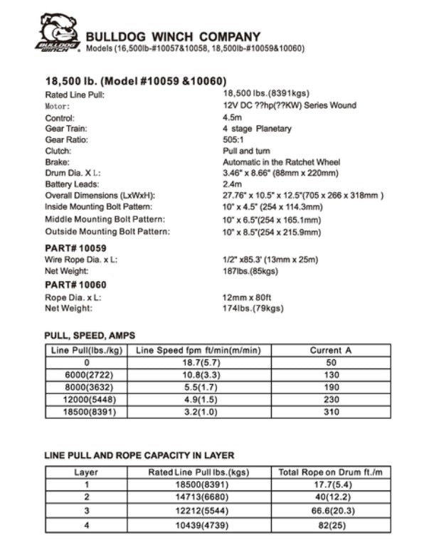 Bulldog Winch Heavy-Duty Winch - 18500lb/Synthetic Rope