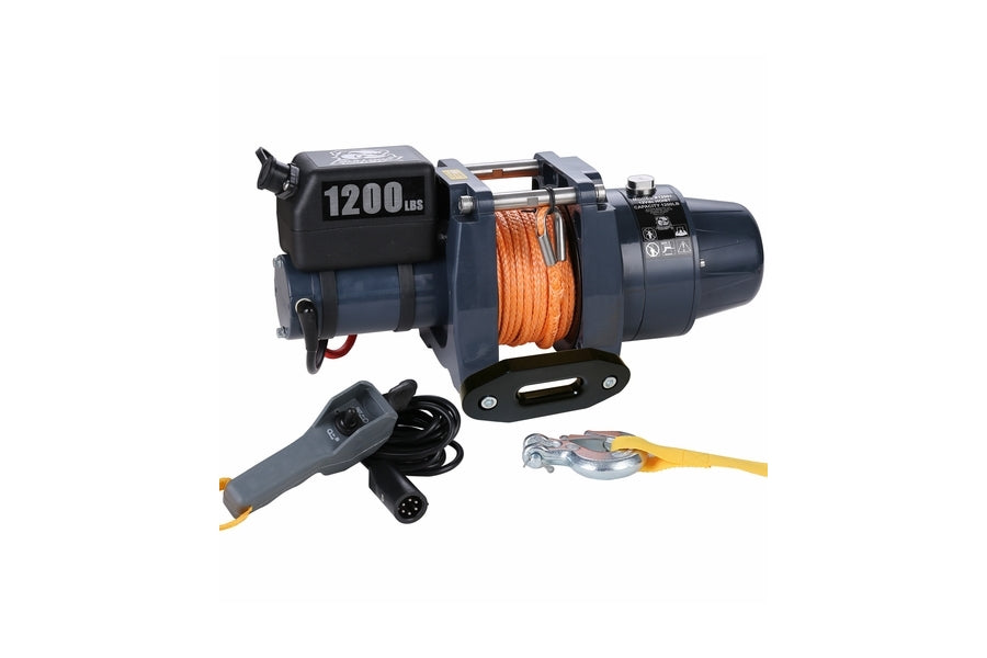 Bulldog Winch Hoist 12vDC Synthetic Rope - 1200 LB