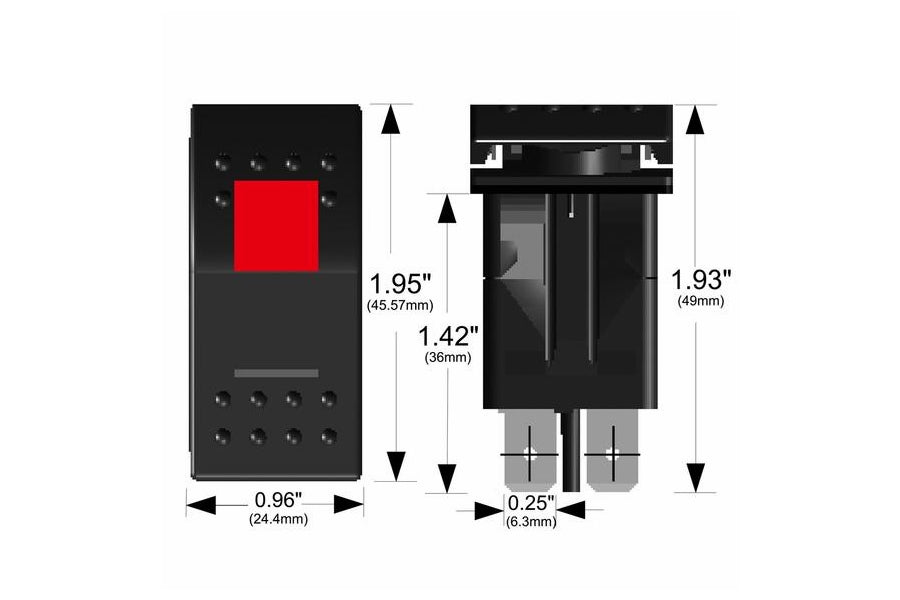 Recessed Rocker Switch For Winch Bulldog Winch Winch Power Rocker Switch - Red LED – TrailRecon