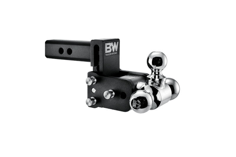 B&W Tow & Stow 2in Tri-Ball Receiver Hitch, Black, 3in Drop-3.5in Rise