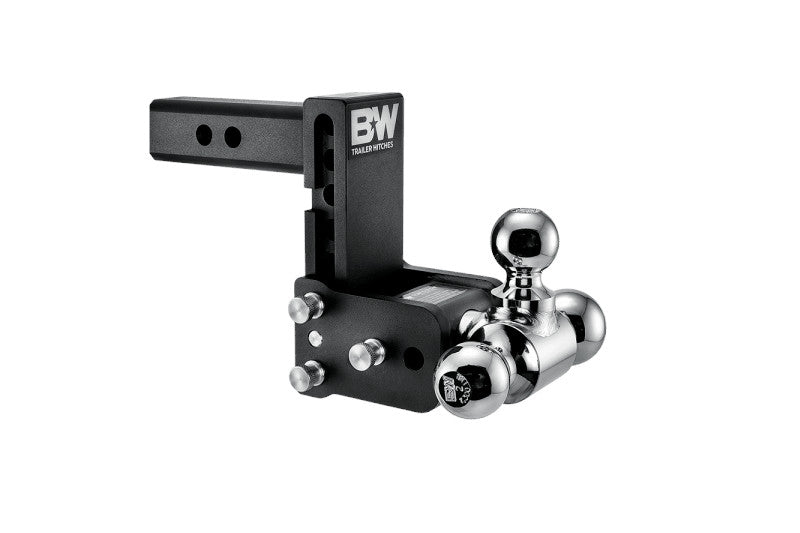 B&W Tow & Stow 2in Tri-Ball Receiver Hitch, Black, 5in Drop-5.5in Rise